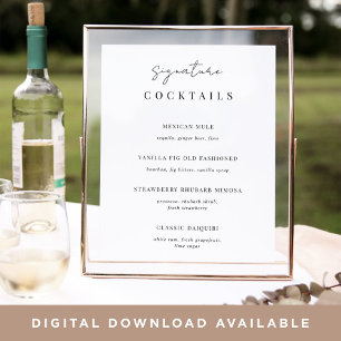 Black & White Wedding Signature Cocktail Menu Sign