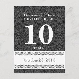 Black & White Wedding Table Number Card Reception