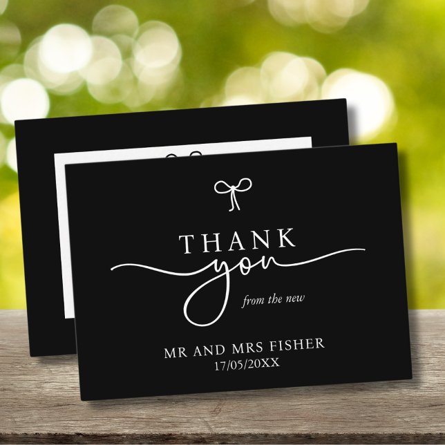 Black & White Wedding Thank You Card Monochrome  (Creator Uploaded)
