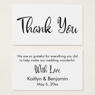Black White Wedding Thank You Favour Tag Card