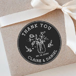 Black & White Wedding Thank You Mason Jar Flowers Classic Round Sticker<br><div class="desc">Create Your Own Wedding Thank You Round Sticker. For more advanced customisation of this design,  Please click the "Customise" button above!</div>