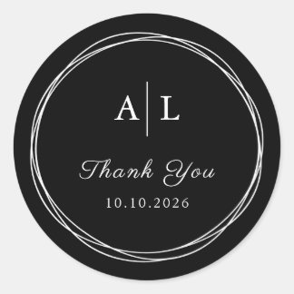 Black & White Wedding Thank You Sticker