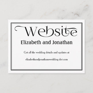 Black & White Wedding Website Details Card