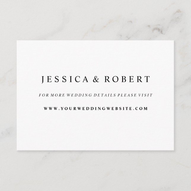 Black & White Wedding Website Insert Card (Front)