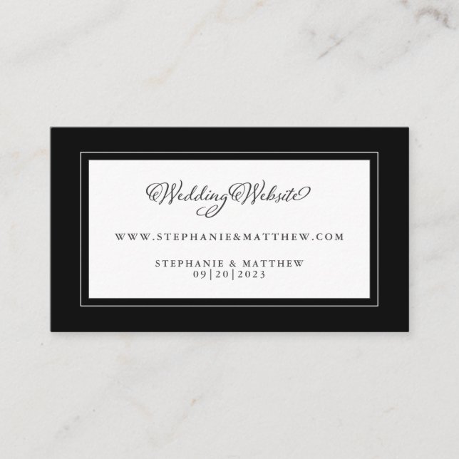 Black & White Wedding Website Modern Chic Borders Enclosure Card (Front)