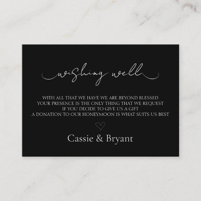 Black & White Wedding Wishing Well Enclosure Card (Front)