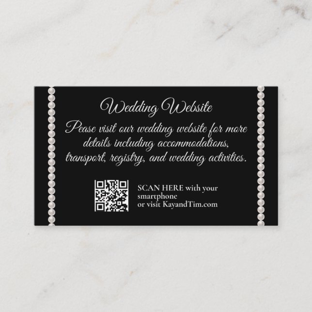 Black & White Wedding with Pearls  Enclosure Card (Front)