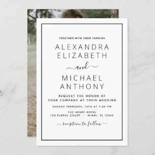 Black White Wedding with Photo Invitation