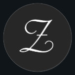 Black White Wedding Z Monogram Stickers<br><div class="desc">These stickers feature an elegant cursive Z monogram. Great for wedding favours,  etc.</div>