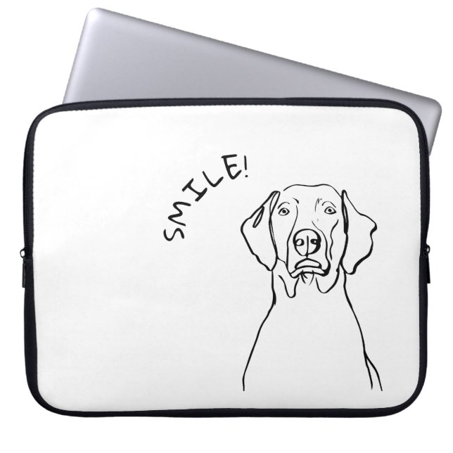 Black & White Weimaraner: Your Message Here Laptop Sleeve (Front)