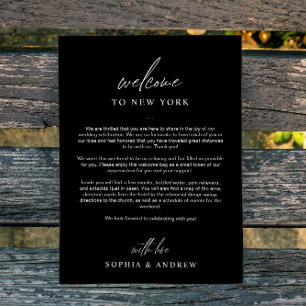 Black & White Welcome Itinerary Thank You Card