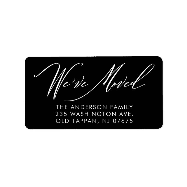 Black White We've Moved Return Address Label (Front)