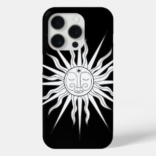 Black & White Whimsical Sun Celestial Astrology iPhone 15 Pro Case