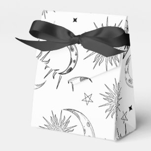Black & White Whimsical Sun Celestial Birthday Favour Box