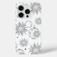 Black & White Whimsical Sun Moon & Stars