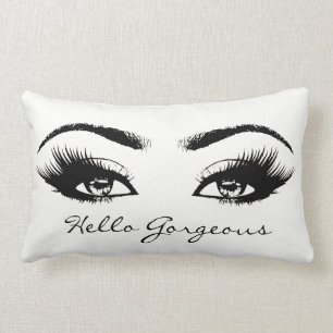 Black White White Eyes Makeup Lash Hello Gorgeous Lumbar Cushion