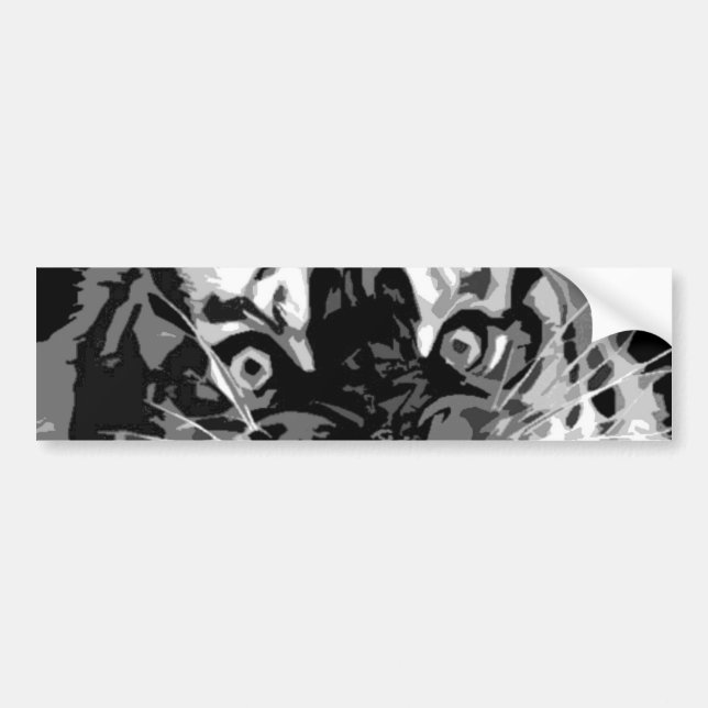 Black & White Wild Tiger Bumper Sticker (Front)