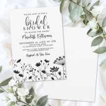 Black White Wildflower Bridal Shower