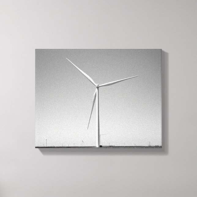 Black & White Wind Turbine in Oklahoma 11x14 Canvas Print (Front)