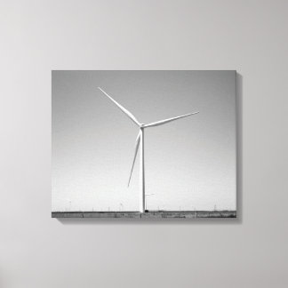Black & White Wind Turbine in Oklahoma 16x20 Canvas Print