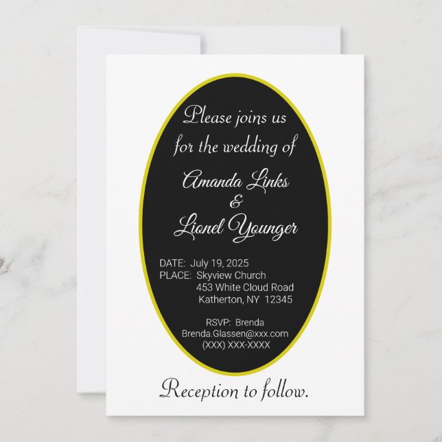 Black & White Window Wedding Invitation (Front)