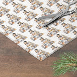 Black White Winter Snowman Christmas<br><div class="desc">Wrap your gifts in festive cheer with this charming snowman-themed holiday tissue paper. The repeating pattern features a black and white watercolor snowman wearing a cute top hat and a golden scarf, surrounded by delicate gold accents. At the base of the design, you'll find whimsical trees and wrapped presents nestled...</div>