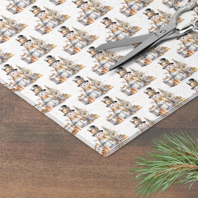 Black White Winter Snowman Christmas Tissue Paper (Black White Winter Snowman Christmas Tissue Paper)