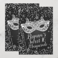 Black White Winter Wonderland Masquerade Sweet 16