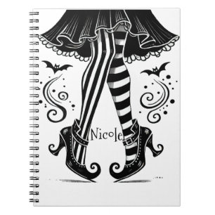 Black & White Witch Legs Whimsical Halloween Party Notebook