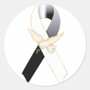 Black & White with Dove Ribbon Awareness Sticker
