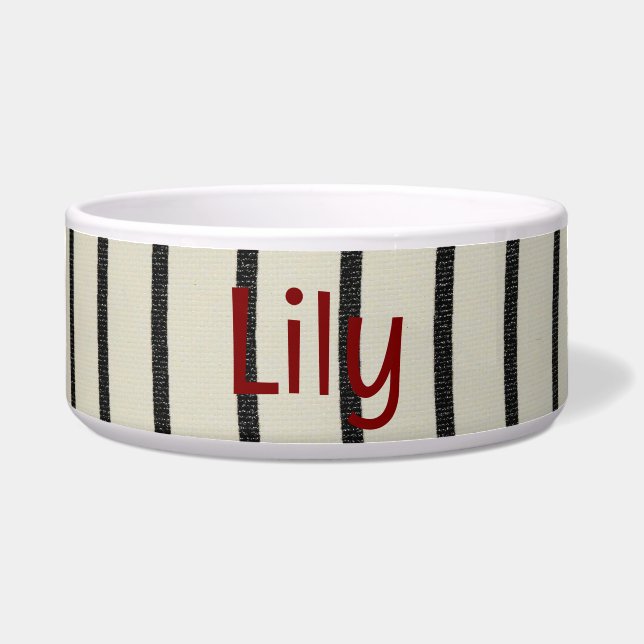 Black & White with Orange Line Pet Bowl featuring  (Front)