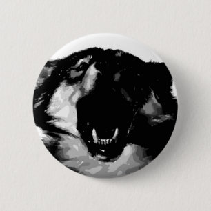 Black & White Wolf 6 Cm Round Badge