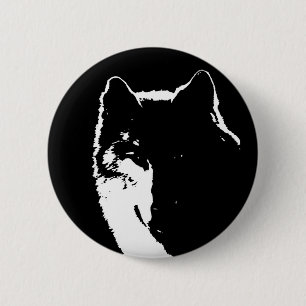 Black & White Wolf 6 Cm Round Badge