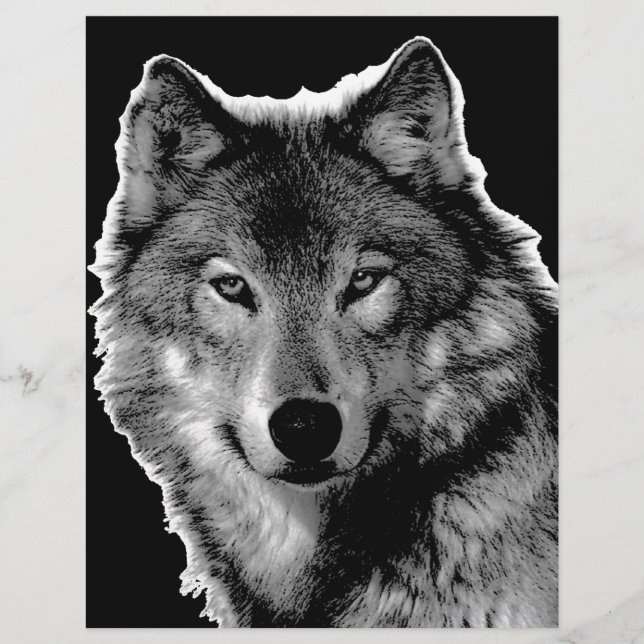 Black & White Wolf Artwork (Front)