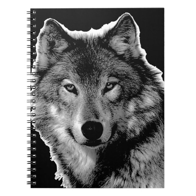 Black & White Wolf Artwork Notebook (Front)