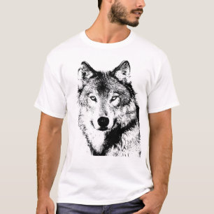 Black & White Wolf Artwork T-Shirt