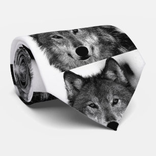 Black & White Wolf Artwork Tie