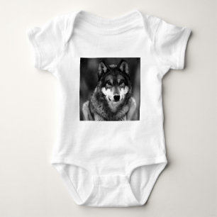 Black & White Wolf Baby Bodysuit