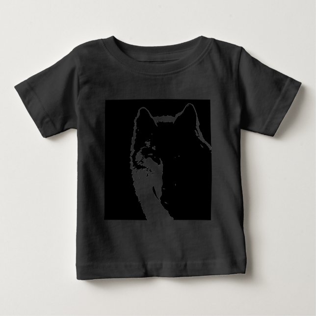 Black & White Wolf Baby T-Shirt (Front)