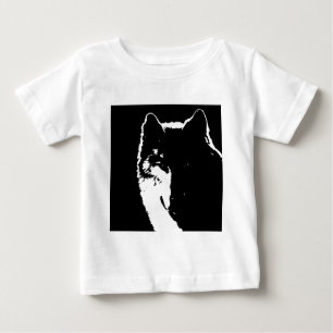 Black & White Wolf Baby T-Shirt
