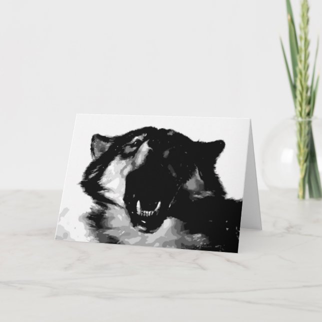 Black & White Wolf Card (Front)