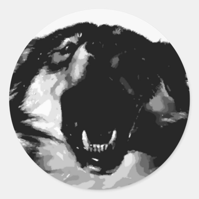 Black & White Wolf Classic Round Sticker (Front)