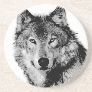 Black & White Wolf Coaster