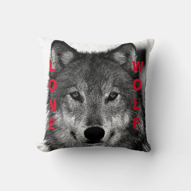 Black & White Wolf Eye Artwork Cushion (Front)