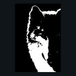 Black & White Wolf Eye Pop Art Poster<br><div class="desc">Digital Artwork - Wolf Head Computer Animal Art - College Pop Art - Wild Big Animals Computer Images</div>