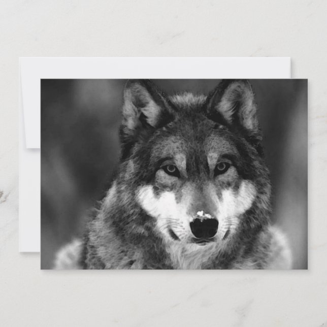 Black & White Wolf Invitation (Front)