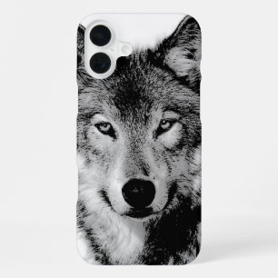 Black & White Wolf iPhone 16 Plus Case