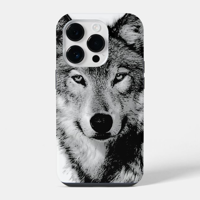 Black & White Wolf iPhone Case (Back)