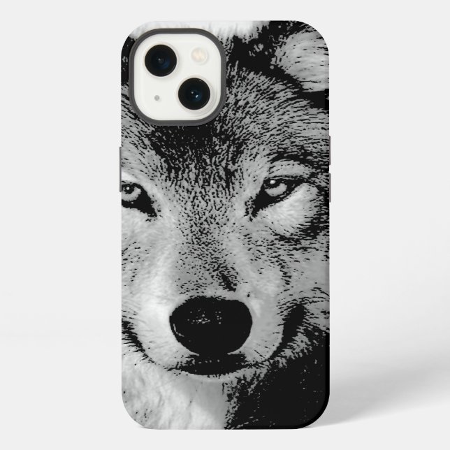 Black & White Wolf iPhone Case (Back)