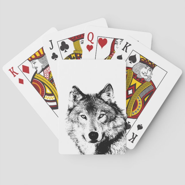 Black & White Wolf Playing Cards (Back)